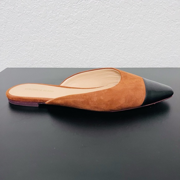 Veronica Beard Tan and Black Leather Mules,size 7.5 - Picture 4 of 7